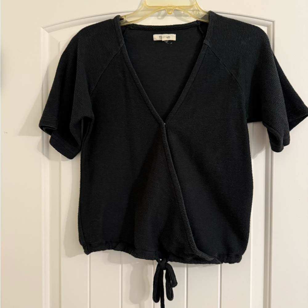Madewell Wrap Plunge Top Black